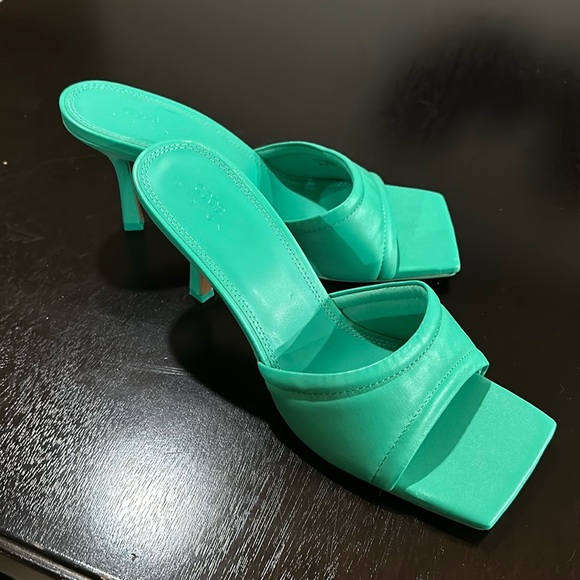 ASOS Shoes Asos Harvey Mid Heeled Mule Sandals In Green Poshmark